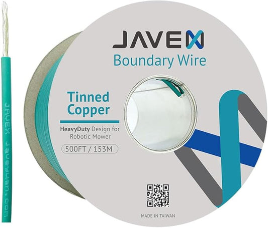JAVEX Robotic Mower Boundary Wire Cable- Tinned Copper Heavy Duty Universal for Gardena, Husqvarvna, Worx and Other Lawn Auto-Mower Brands Installation Kit [3.4mm, 24x0.25mm] Green, 153M/500FT