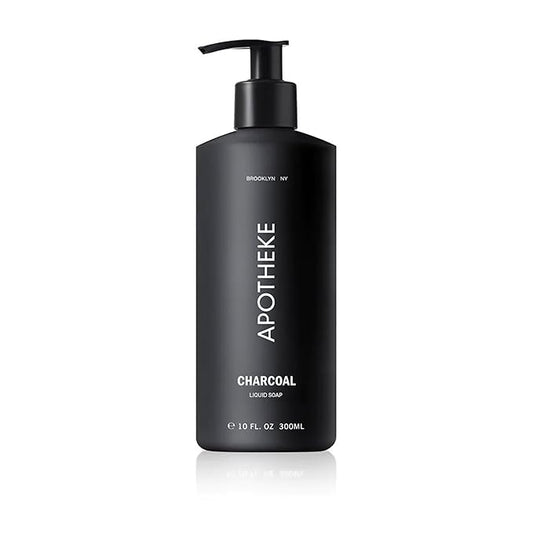 APOTHEKE Liquid Hand Soap, Charcoal - 10 Fl Oz Hydrating Handsoap with Premium Fragrance Oils Gently Cleanses, Moisturizes & Rejuvenates Skin - Scented Hand Wash for Kitchen & Bathroom