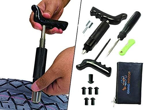 GRAND PITSTOP 11 Pcs Tubeless Tire Puncture Repair Kit with Mushroom Plug for Tyre Punctures and Flats on Cars, Motorcycles, ATV, Trucks & Tractors