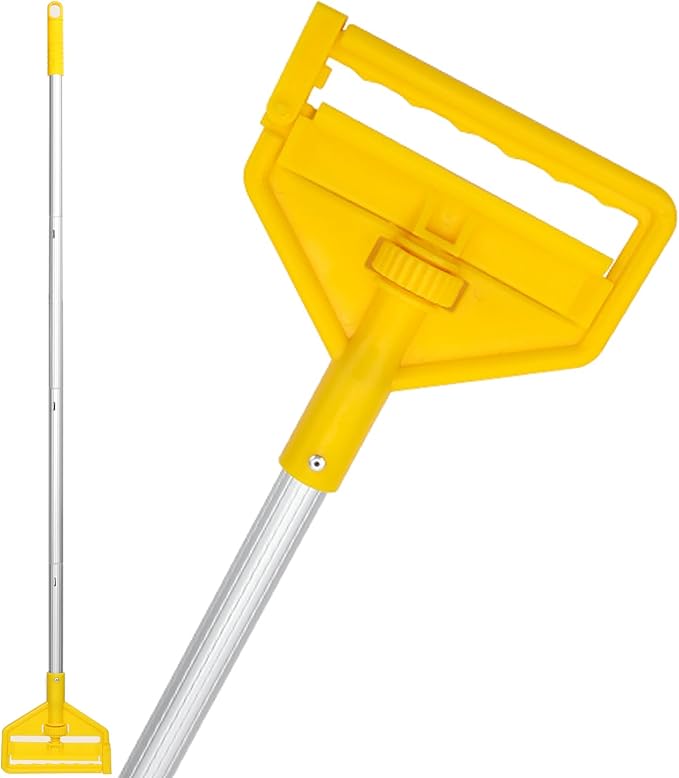 Commercial Mop Handle Heavy Duty,60" Industrial Mop Stick,Wet Mops Head Replacement Holder for Professional/Industrial Floor Cleaning, Yellow