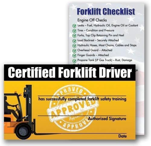 Forklift Operator Safety Training Cards - 100 Cards - Forklift Driver Card - Operator Safety - Wallet Forklift Training Card