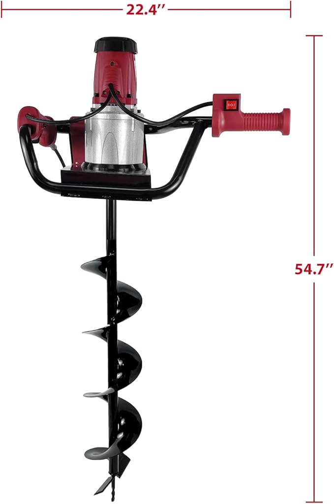 JKCHENPRO 1500W Electric Post Hole Digger - 6" & 4" Earth Auger with Reverse Function, Carry Bag & Durable Auger Bit for Fencing, Gardening