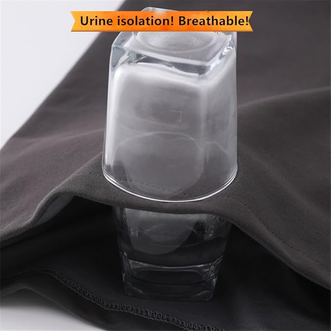 Leak-Proof and Washable Urinary Incontinence Pants,Reusable Incontinence Trousers,Adult Diaper Pants,Waterproof Patient Care Trousers for Bedridden,Elderly,Mobility Impaired(Short,Grey,XL)