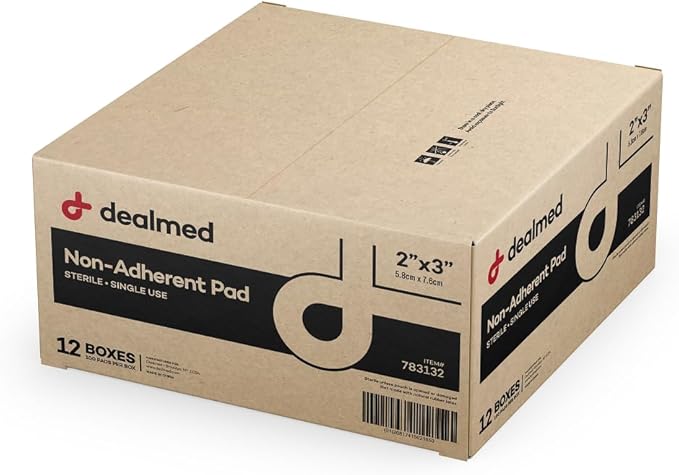 Dealmed Sterile Non-Adherent 2" x 3" Gauze Pads | Non-Adhesive Wound Dressing, Highly Absorbent & Non-Stick, Painless Removal-Switch, Individually Wrapped for Extra Protection (2" x 3" Case of 1200)