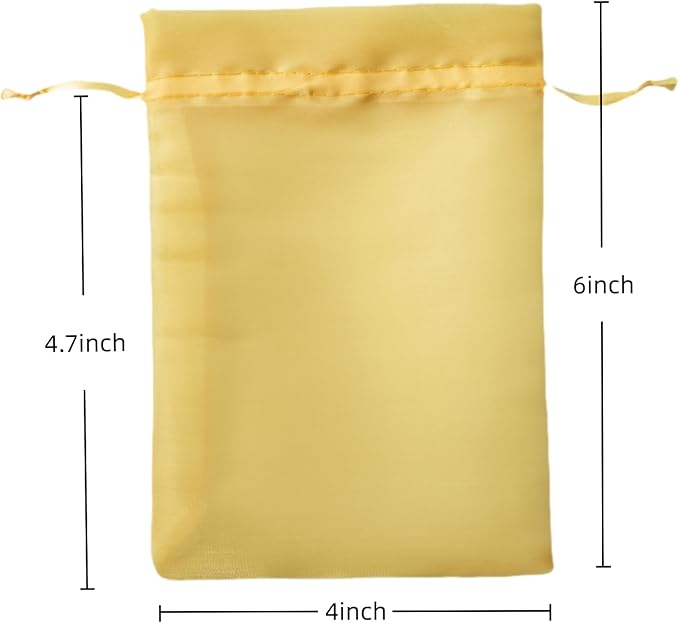 QIANF 20 Pcs Gold Small Organza Bags 4X6 inch for Wedding Favors with Drawstring, Mini Mesh Gift Bags Jewelry Pouch for Candy Bridal Shower Party Favor Baby Shower Christmas