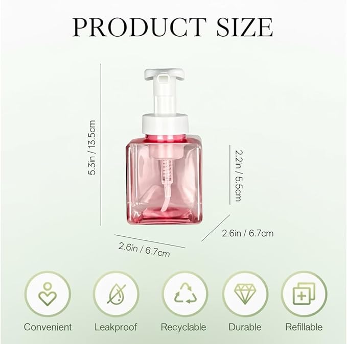 12 Piece 250ml Foam Soap Dispenser, Travel Foam Dispenser. Refillable Plastic Pump Hand Soap Bottle, Travel Essentials, Clear Container for Bathroom Vanity