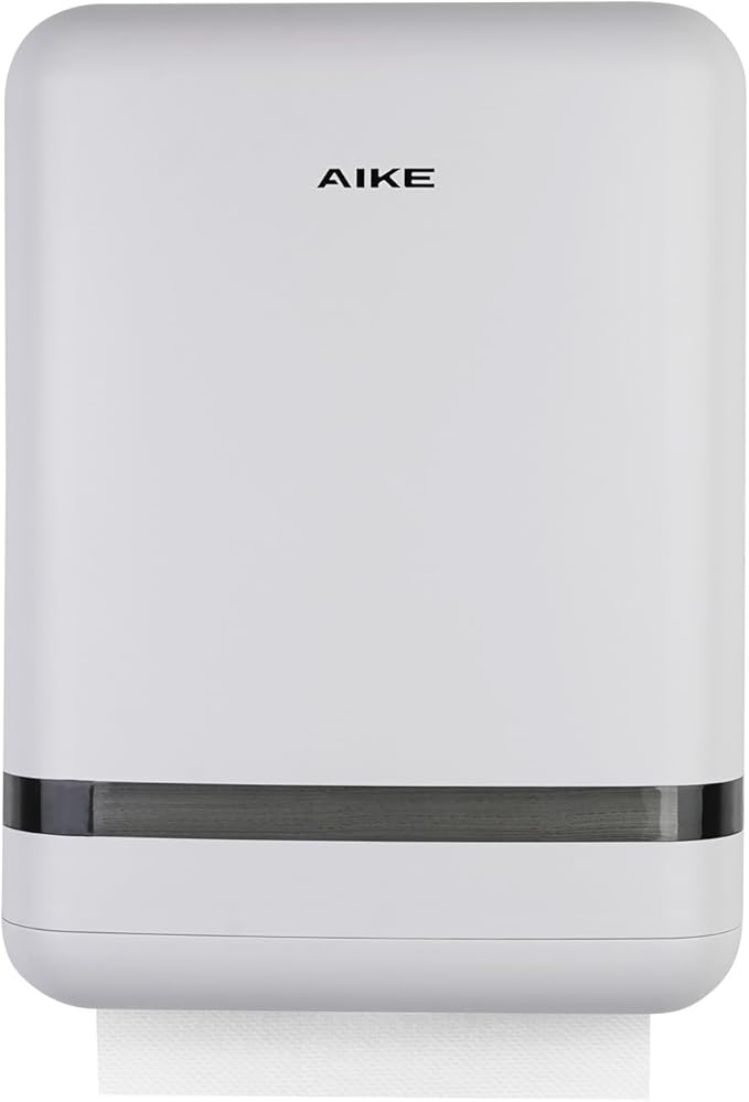 AIKE 400 Sheets Multifold Paper Towel Dispenser Wall Mount for Commercial with Lock Large Capacity, White (Folded Size 9.0" x 3.5" Or Smaller)