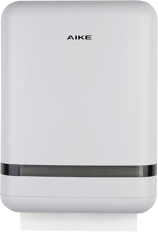 AIKE 400 Sheets Multifold Paper Towel Dispenser Wall Mount for Commercial with Lock Large Capacity, White (Folded Size 9.0" x 3.5" Or Smaller)