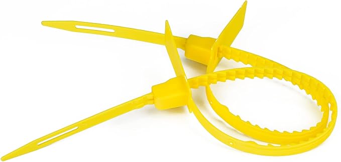 HD Plastic Self-Locking Tamper-Evident Shipping Seals - Numbered Security Tags - Yellow, 100 PCS (337 mm / 13.2")