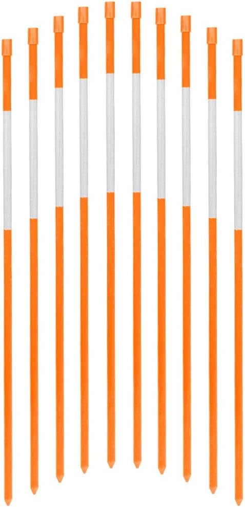 FiberMarker 20 Pack 48 Inch Driveway Markers for Snow Plowing Stakes, 1/4 Inch Dia Orange with Reflective Tape Driveway Reflectors, Hollow Snow Poles