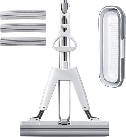 Mop and Bucket with Wringer Set for Home Floor Cleaning, Self Squeezing mini Hand mop with 3 Absorbent Sponge Mop Refills and Adjustable Height