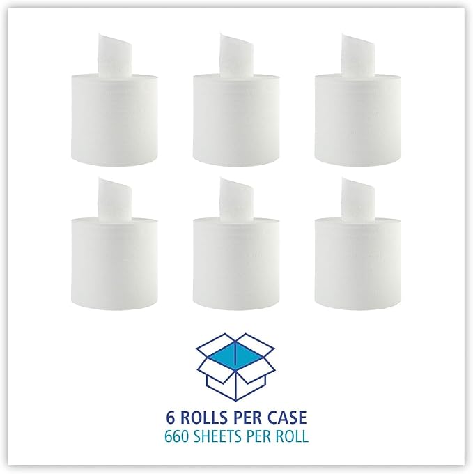 Boardwalk BWK6415 Center-Pull Hand Rolls, 8" x 10", White, 6 Count of 660 Sheets Per Roll