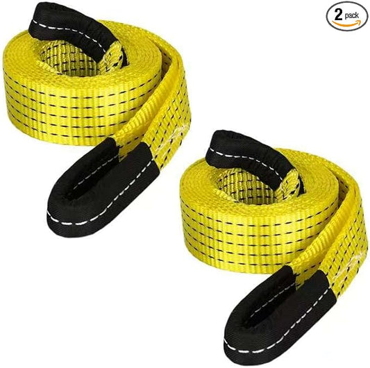 2 Pack 6' x 2" Lifting Sling Straps, 6 Feet Heavy Duty Lift Rigging Strap Tree Saver Recovery Securing Straps, Polyester Flat Towing Web Sling Winch Strap for Trailer, Hoist, Truck.