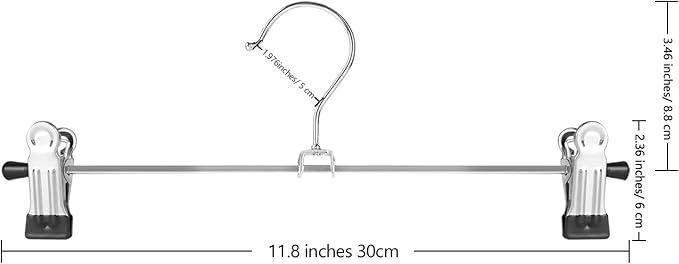 NORTHERN BROTHERS Pants Hangers - 50Pack Skirt Hangers with Clips Skirt Hangers for Women Space Saving for Trouser Shorts Coat Jeans Adjustable Men Kids Clothes