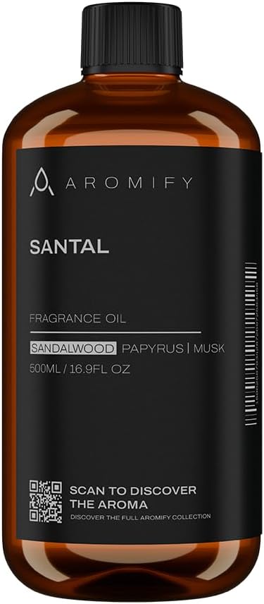 Santal Diffuser Oil, 16.9 FL Oz, 500 mL, Diffuser Fragrance Oil for Home, Bathroom & Office, Aromatherapy Blend of Natural Essential Oil, Sandalwood & Musk Scent.
