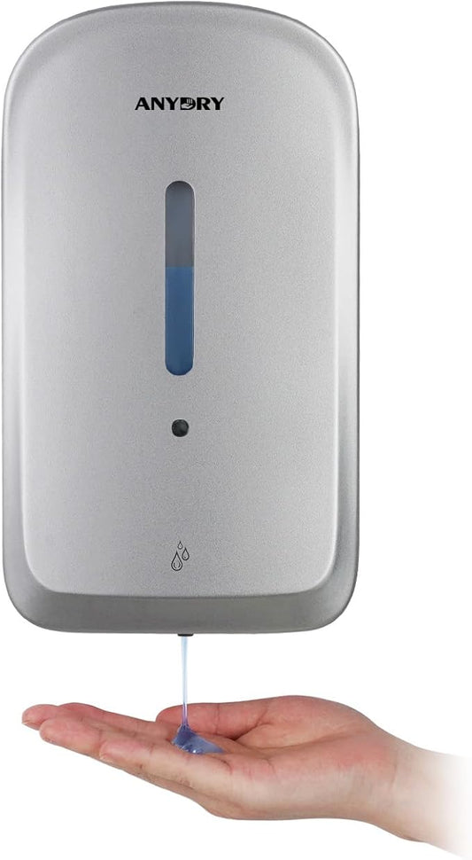 Commercial Automatic Soap Dispenser Large 34oz/1000ml Capacity Wall-Mounted Touchless Liquid Dispenser for High-Traffic Restrooms, Offices, Hospitals Model 1220S Silver
