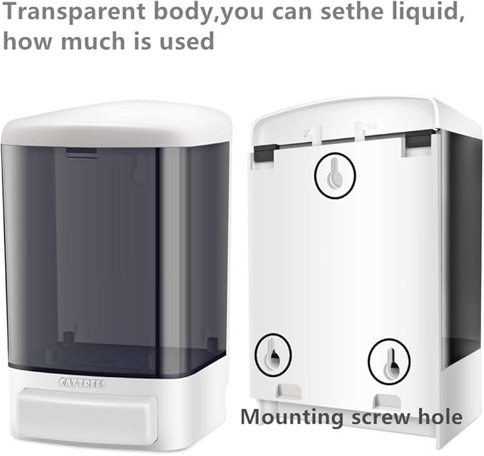 Manual Soap Dispenser Kitchen Bathroom 33.8oz/1000ml Wall Mounted Hand Commercial Soap Dispenser for Liquid Containers Shampoo Gel Chamber Plastic (Black)