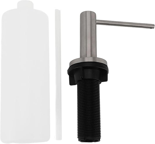 Kitchen Sink Soap Dispenser - Built in Stainless Steel Pump Head | 350ml Refillable Bottle for Kitchen Countertop, Hand Dishwashing Liquid & Detergent