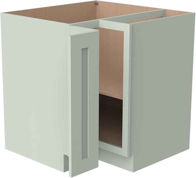 Kitchen Lazy Susan Corner Base Cabinet with Adjustable Shelf, Soft-Close Hinges, Solid Hardwood & Plywood Construction,Space-Saving RTA Storage Solution (SK-Jade Green, 33" W x 24" D x 34.5" H)