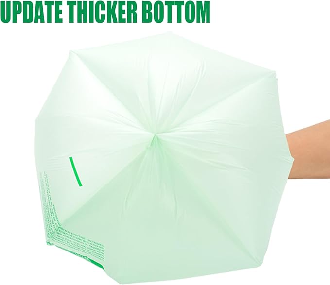 1.6 Gallon Compostable Trash Bags with Handle, 125 Count Small Compost Bags, Biodegradable Kitchen Garbage Bags, Food Scrap Waste Bags for Countertop Bin, ASTM D6400, US BPI Certified