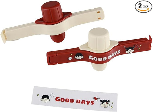 2-in-1 Bag Clips with Pour Spout & Cap, 2PCS Food Storage Sealing Clips | Moisture-Proof Fresh-Keeping No Spill Design for Cereal, Snacks, Coffee, Powder | Reusable Kitchen Organization Gadgets