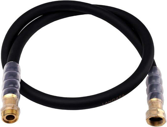 Leader Garden Hose 5ft x 5/8", 300PSI Working, 1000PSI Burst, Heavy Duty Short Water Hose, Hot/Cold Water, Five Layered Braiding for Durability (Black)