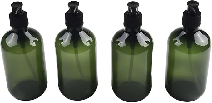 Pump Bottle Dispenser 4 Pack 16Oz/500ml Empty Plastic Shower Refillable Dispenser Soap Shampoo Pump Dispenser Containers with Pump Multipurpose for Cosmetic Kitchen Bathroom