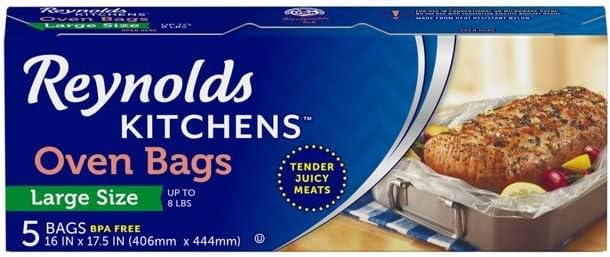 Reynolds Oven Cooking Large Size for Meats & Poultry (up to 8-Pounds), 5 Count Boxes (Pack of 12) 60 Bags Total