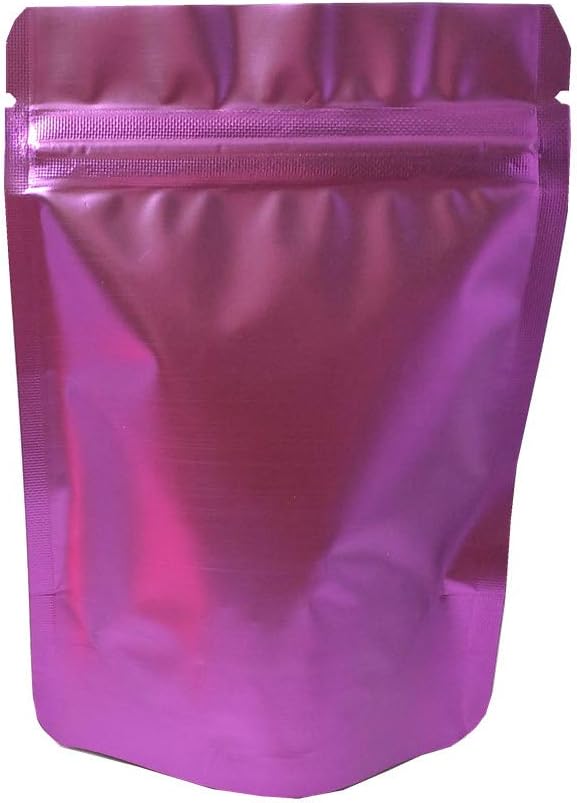100 Pieces Mylar Bags with Window Zipper Lock Stand Up Aluminum Foil Bag for Zip Food Storage Lock Packaging Bag Reusable (3.5x5.1 inch, Purple)