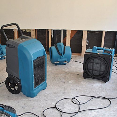 XD-125 Commercial Water Flood Damage Restoration Package for Home Garage Basements Restrooms Restaurants Crawl Spaces-Includes 4 Mini Air Movers,Dehumidifier,Mini HEPA Air Scrubber-Blue