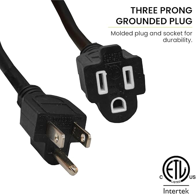 Go Green Power Inc. 16/3 50ft Black Outdoor Extension Cord - Durable, Heavy Duty, Moisture Resistant - Ideal for Tools & Equipment - GG-13750BK