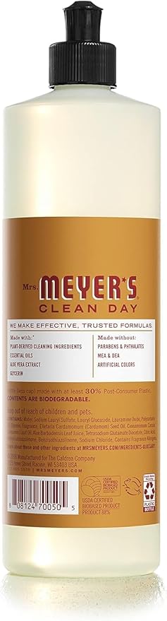 MRS. MEYER'S CLEAN DAY Liquid Dish Soap, Biodegradable Formula, Limited Edition Apple Cider, 16 fl. oz - Pack of 3