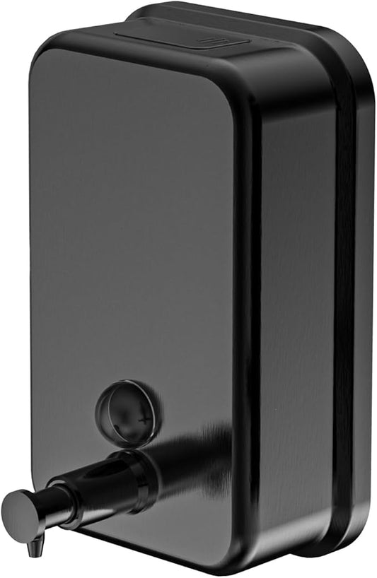 interhasa! Commercial Soap Dispenser Wall Mount 304 Stainless Steel Manual Commercial Liquid Soap Dispenser for Bathroom Matte Black Vertical Style