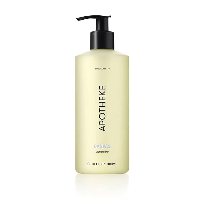 APOTHEKE Liquid Hand Soap, Canvas - 10 Fl Oz Hydrating Handsoap with Premium Fragrance Oils Gently Cleanses, Moisturizes & Rejuvenates Skin - Scented Hand Wash for Kitchen & Bathroom