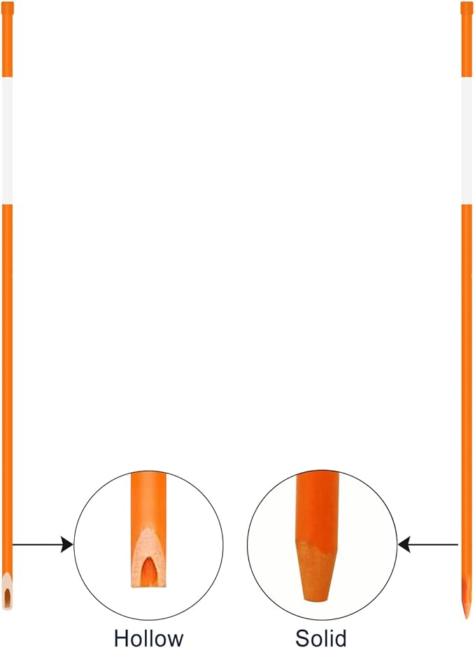 FiberMarker 60inch Reflective Driveway Markers Driveway Poles for Easy Visibility at Night, 5/16 Inch Diameter Orange, 20 Pack (Hollow Tubes)