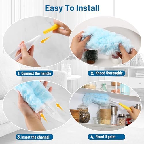 Duster Refill for Swiffer Duster Refill，360 Dusters Heavy Duty Refills, Multi Surface Disposable Duster Kit Unscented for Home, Office, Furniture (50 Count + 2 Handle)