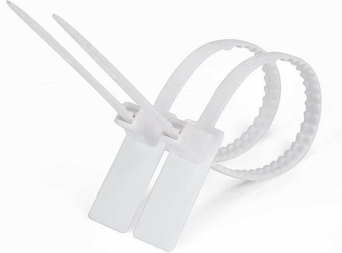 Heavy Duty Plastic Security Seal - Self Locking Tamper Evident Shipping Tags, Numbered Pull Tight Securing Straps for Truck Trailer, Length 337 mm 13.2" (White 100 PCS)