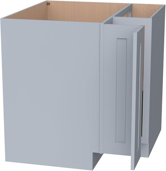 Kitchen Lazy Susan Corner Base Cabinet with Adjustable Shelf, Soft-Close Hinges, Solid Hardwood & Plywood Construction,Space-Saving RTA Storage Solution (SK-Grey, 33" W x 24" D x 34.5" H)