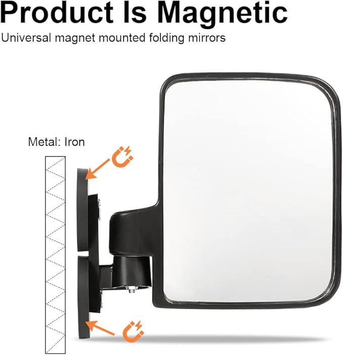 G-PLUS Magnetic Side Mirror Tractor Mirror 2pcs Left Right 114LB Rated Magnet Rubber Coated Tractor Side Mirrors for compact tractors Full size Tractors riding mowers commercial mower Dozers