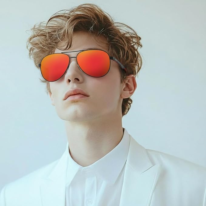 ZENOTTIC Polarized Aviator Sunglasses for Men Carbon Fiber Temple Pilot Sun Glasses with Mirrored Lens UV Protection