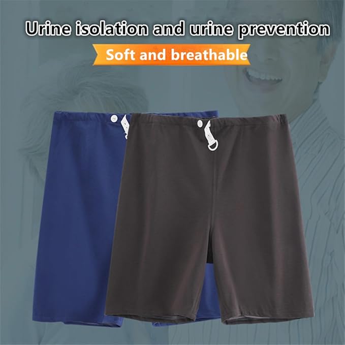 Leak-Proof and Washable Urinary Incontinence Pants,Reusable Incontinence Trousers,Adult Diaper Pants,Waterproof Patient Care Trousers for Bedridden,Elderly,Mobility Impaired(Short,Grey,XXL)