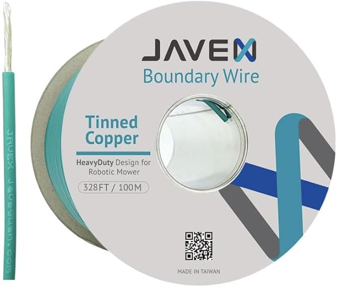 JAVEX Robotic Mower Boundary Wire [SupremeShield Protection]- Tinned Copper, Universal for Gardena, Husqvarvna, Worx & Other Auto-Mower Brands Installation Kit [3.8mm, 24x0.25mm, 3xShield], 328Ft