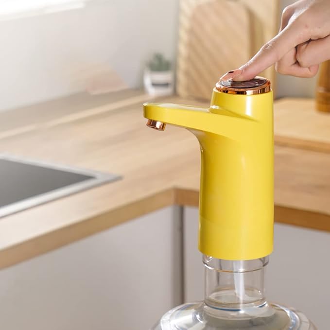 USB Charging Automatic Water Bottle Pump for 5 Gallon Dispenser System - Portable Electric Drinking Water Dispenser (Yellow)