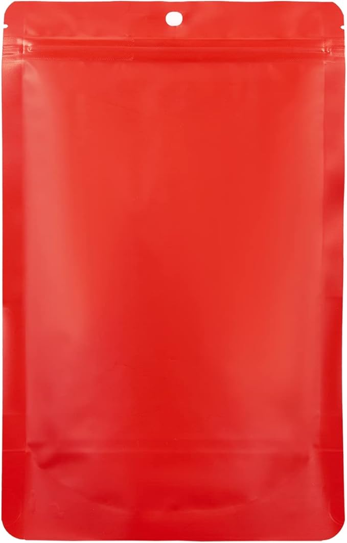 60 Pack Stand up Matte Metallic Storage Bags with Clear Front Window Heat-Sealable Resealable Solid Color Pouches for Food Storage Containers Organizer(Red,5.5 * 7.9 inch,Pack of 60)