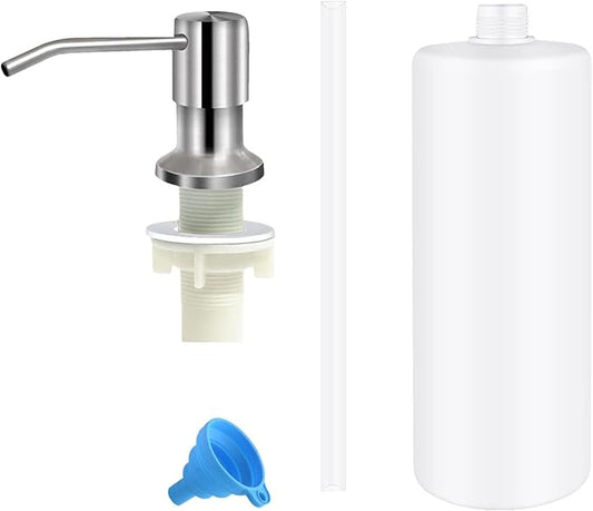 Soap Dispenser for Kitchen Sink,Stainless Steel Built in Soap Dispenser Countertop Pump Head,Dish Soap Hand Lotion Dispenser with Refillable 13.5OZ Bottle