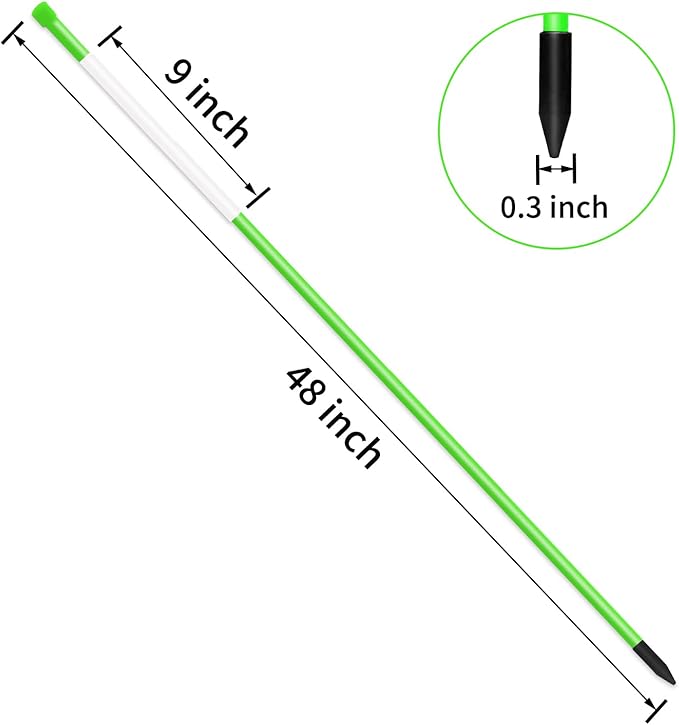 Driveway Markers Snow Stakes 48 inch Green Plow Stakes Reflective Fiberglass, Pack of 25 for Parking Lots, Walkways
