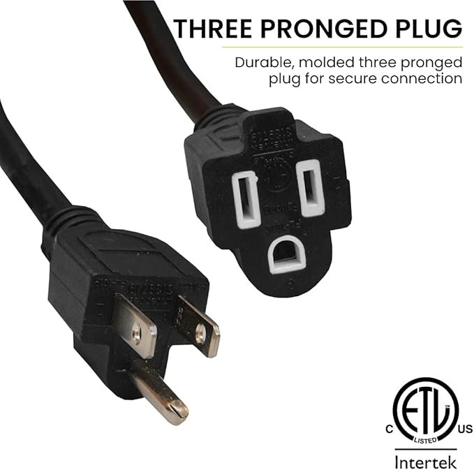 Go Green Power Inc. GG-13825BK - 14/3 SJTW Outdoor Extension Cord, Black, 25 ft
