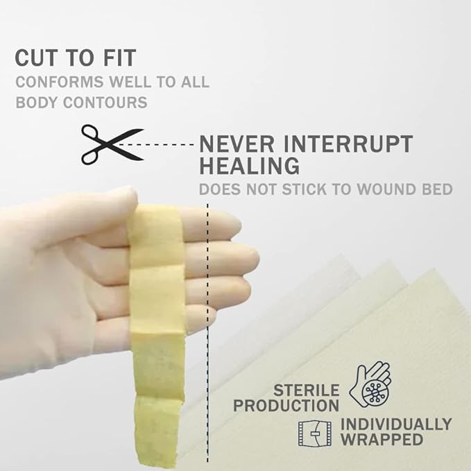 EVERLIT Xeroform Petrolatum Dressing | Sterile, Non-Adherent Occlusive Fine Mesh Gauze Pad | Non-Toxic, Gentle Patch for Burns, Laceration, Surgical Incisions & Skin Grafts (5" x 9" | Pack of 25)