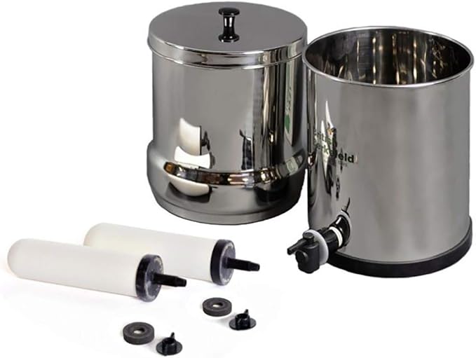 British Berkefeld 2.24 Gallon Gravity-Fed Water Filter System- Stainless Steel with 2x ATC Super Sterasyl Candle Filters