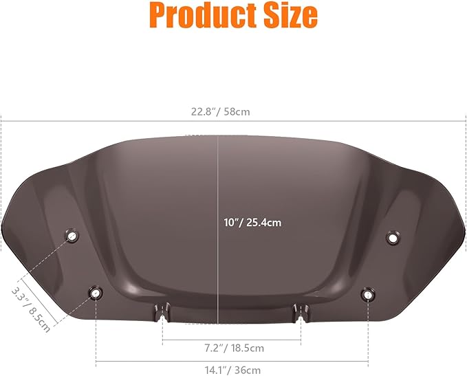10" Wave Windshield Windscreen Wind Splitter Compatible for Harley Street Glide FLHX, CVO Street Glide FLHXSE 2023 2024 (Smoke)